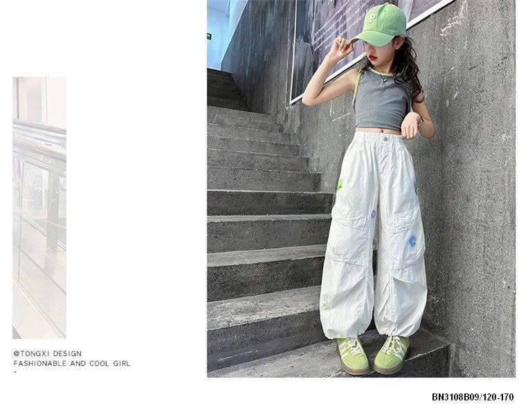 QUẦN GIÓ  ỐNG RỘNG THÊU HOA