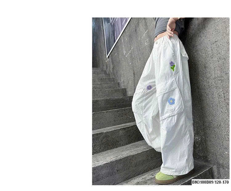 QUẦN GIÓ  ỐNG RỘNG THÊU HOA