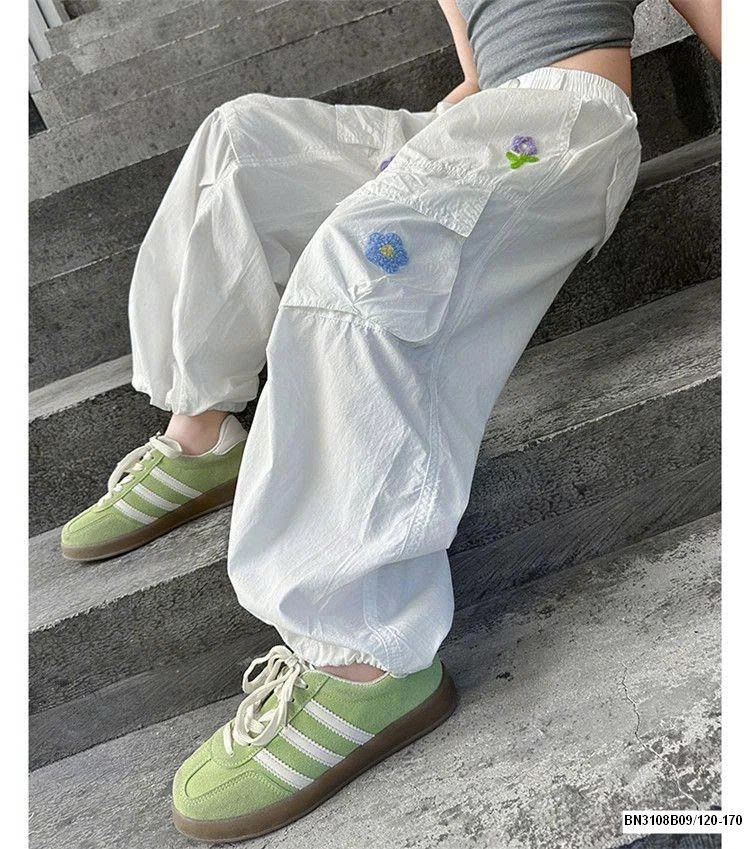 QUẦN GIÓ  ỐNG RỘNG THÊU HOA