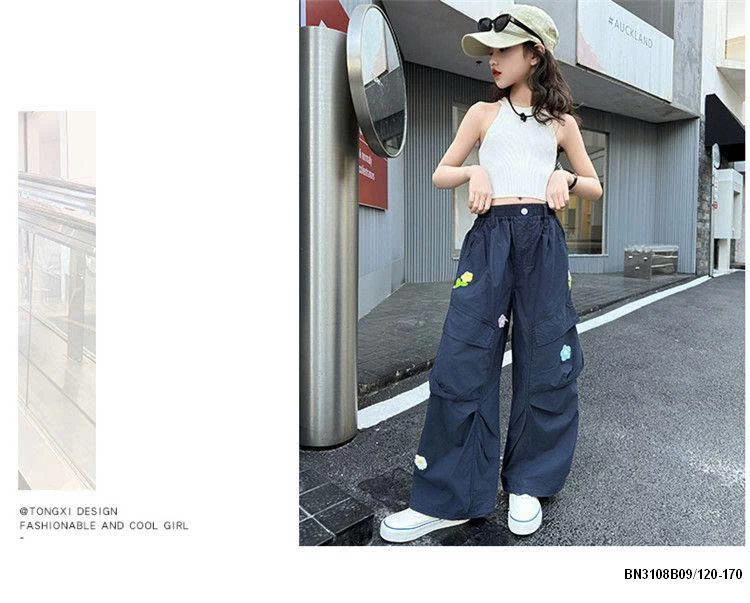 QUẦN GIÓ  ỐNG RỘNG THÊU HOA