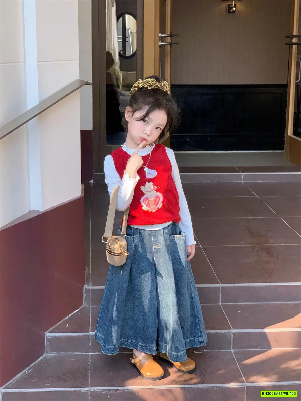 SET ÁO ĐỎ MIX QUẦN JEANS ỐNG RỘNG