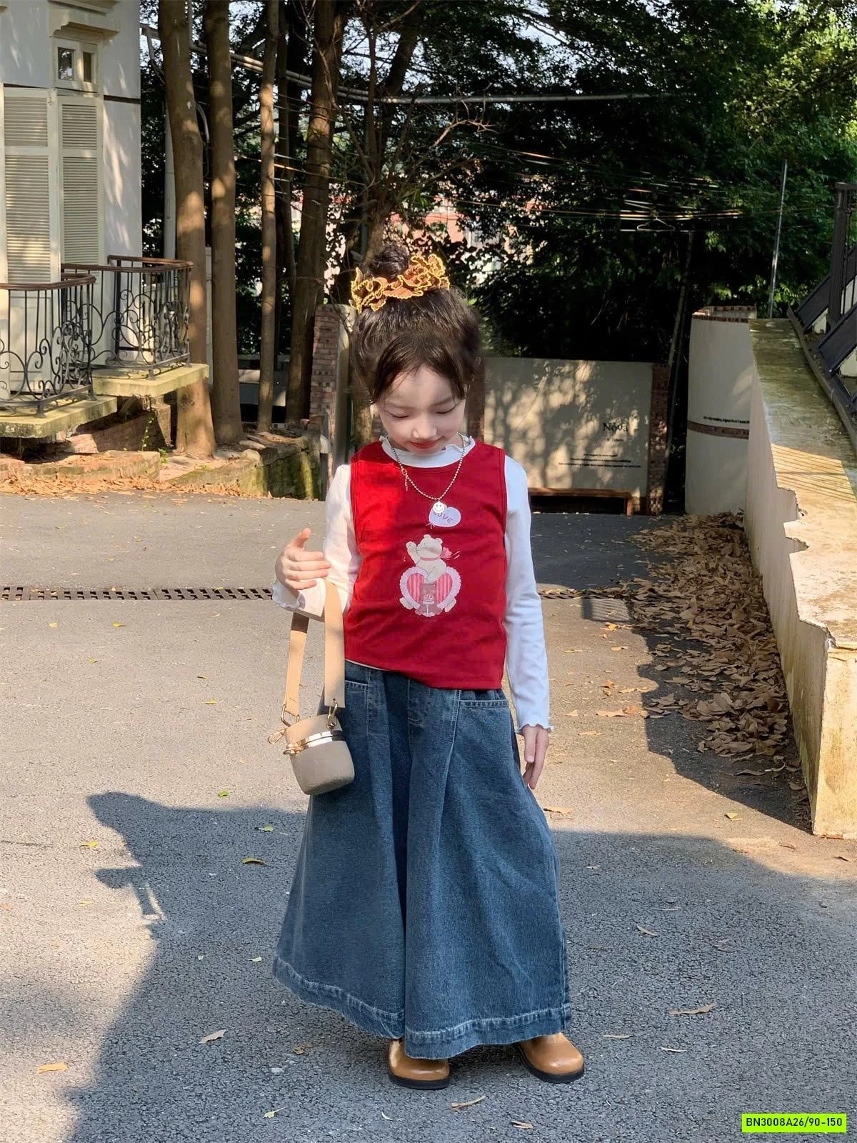 SET ÁO ĐỎ MIX QUẦN JEANS ỐNG RỘNG