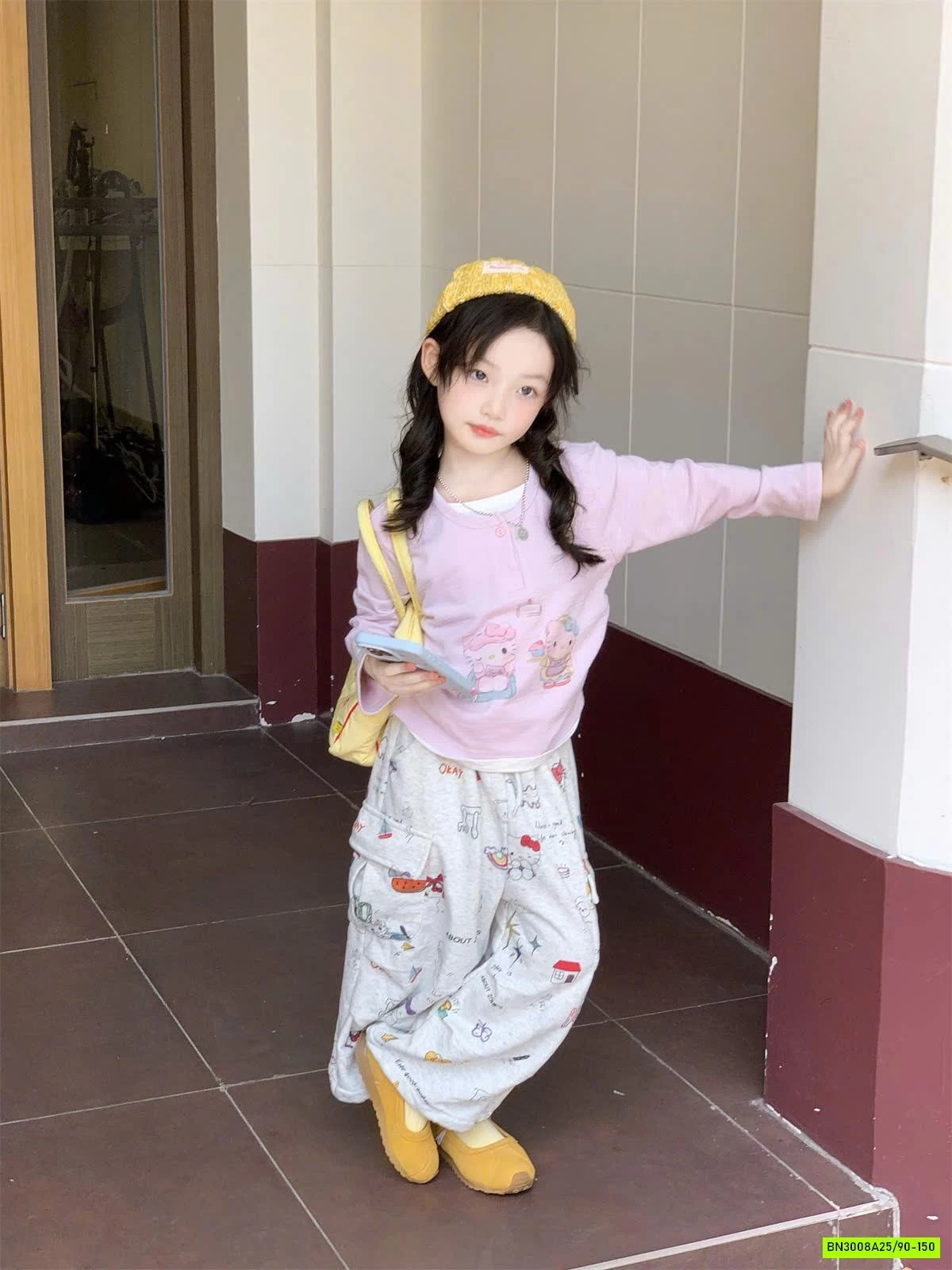 SET ÁO HỒNG MIX QUẦN IN HÌNH DỄ THƯƠNG