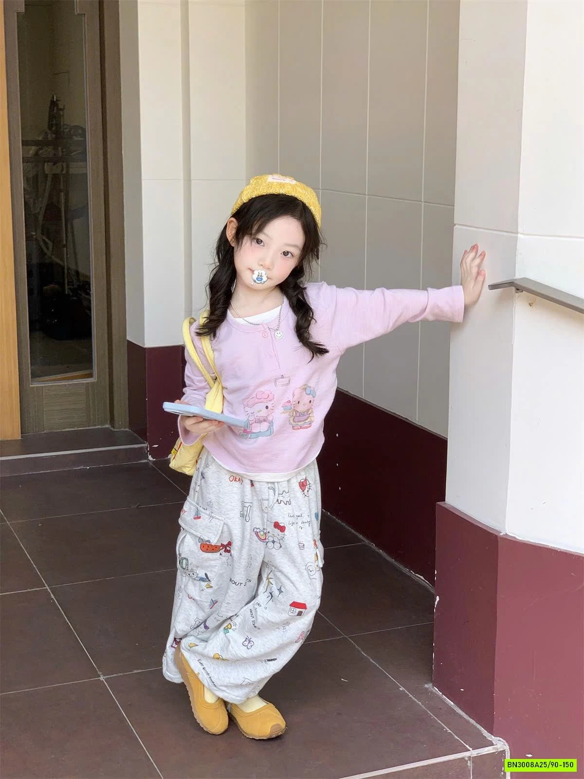 SET ÁO HỒNG MIX QUẦN IN HÌNH DỄ THƯƠNG