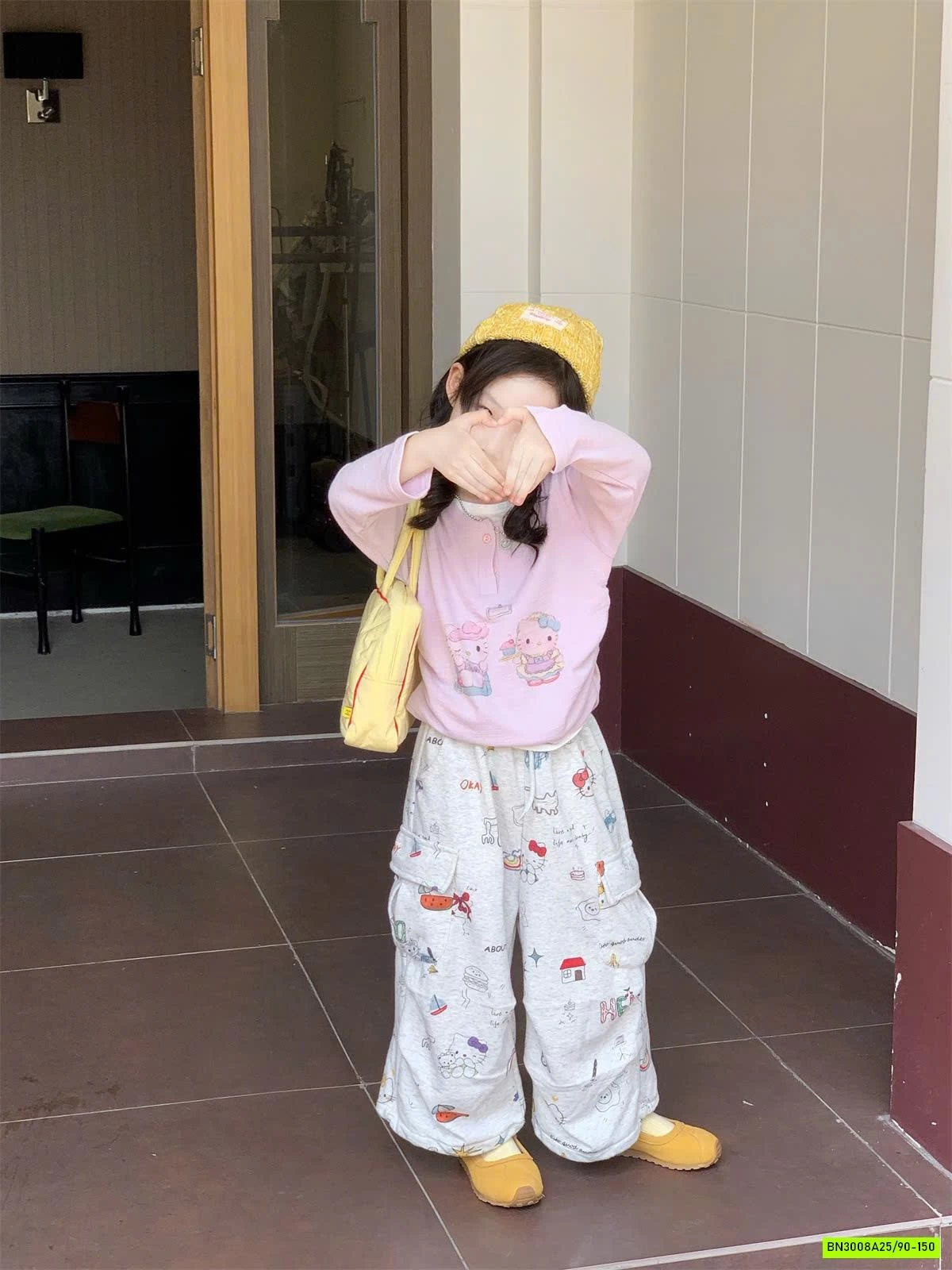 SET ÁO HỒNG MIX QUẦN IN HÌNH DỄ THƯƠNG