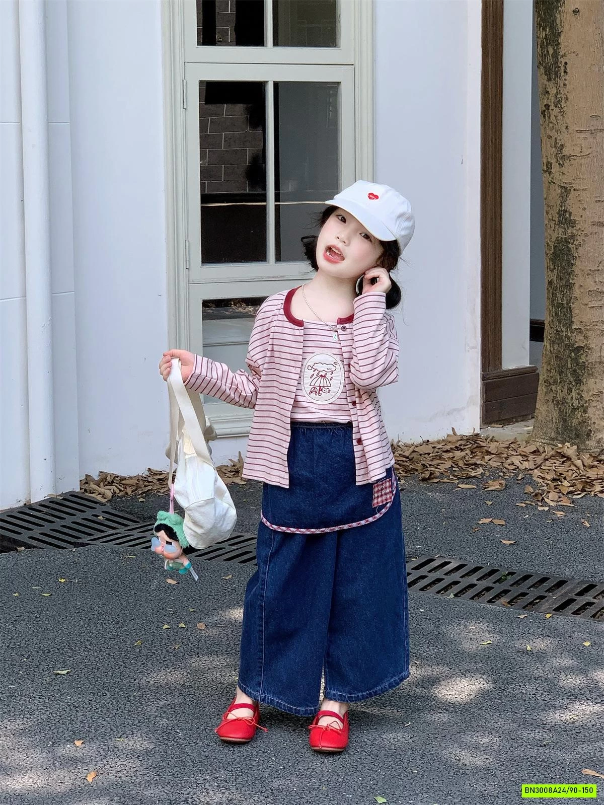 SET ÁO KẺ MIX JEANS SUÔNG