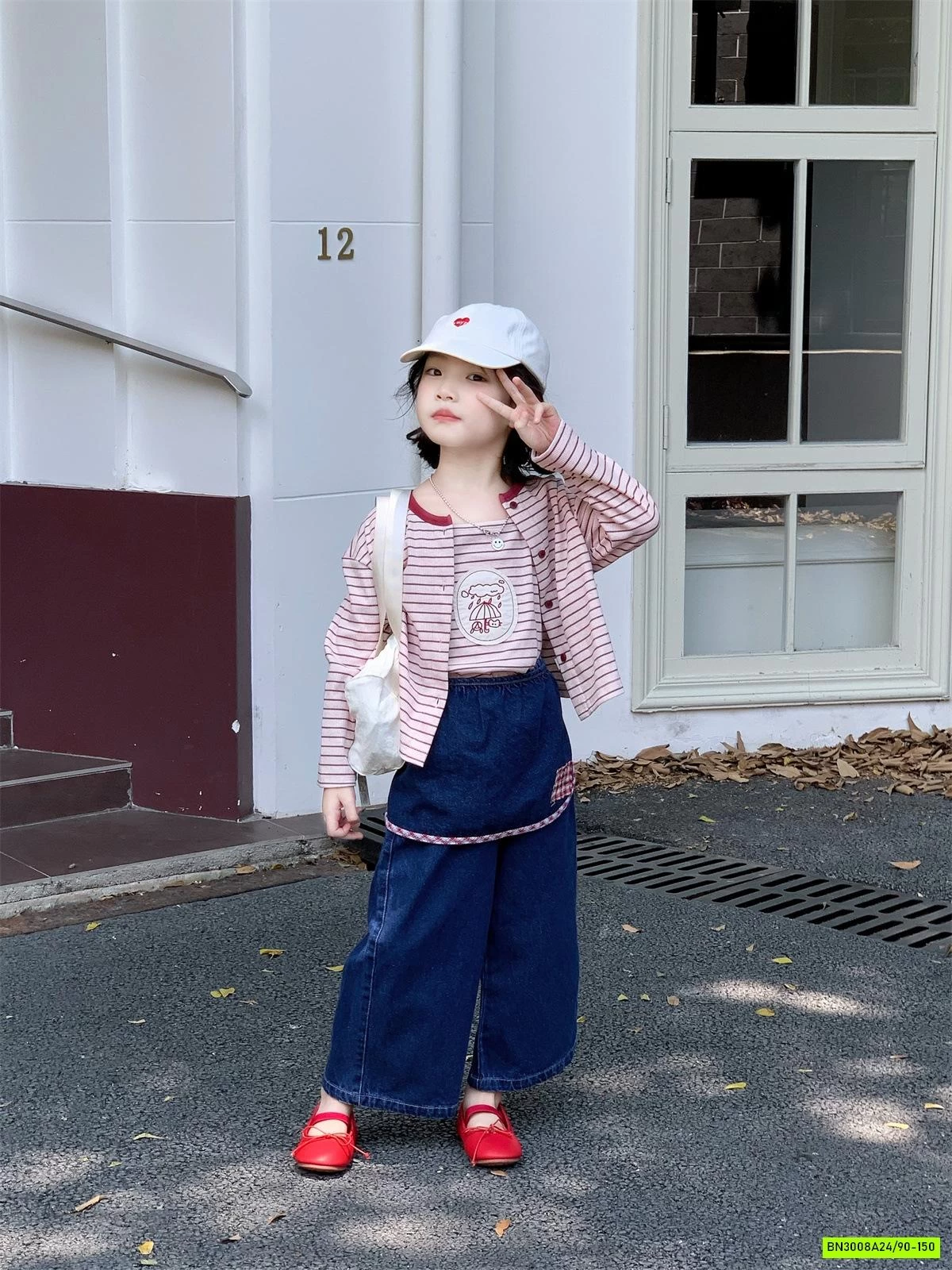 SET ÁO KẺ MIX JEANS SUÔNG