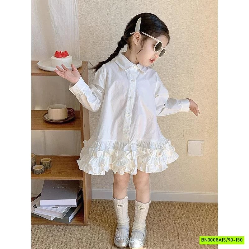 ĐẦM SƠ MI CHÂN VÁY VIỀN BÈO