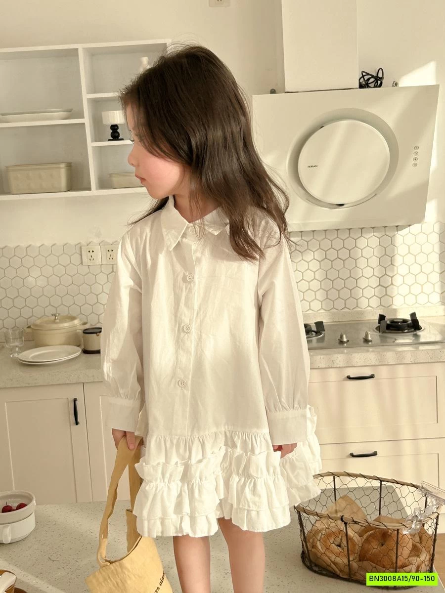 ĐẦM SƠ MI CHÂN VÁY VIỀN BÈO