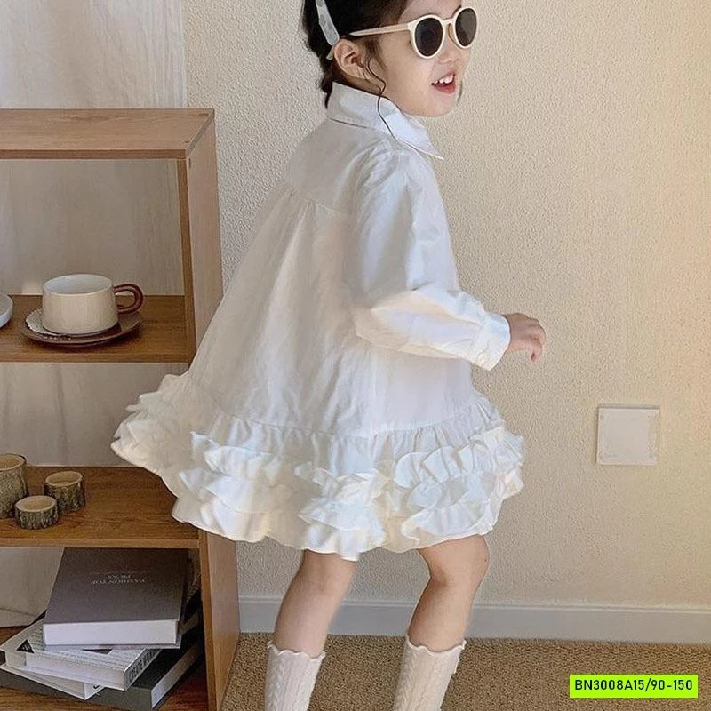 ĐẦM SƠ MI CHÂN VÁY VIỀN BÈO