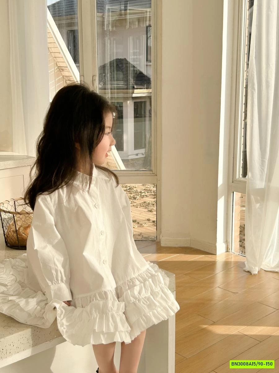 ĐẦM SƠ MI CHÂN VÁY VIỀN BÈO