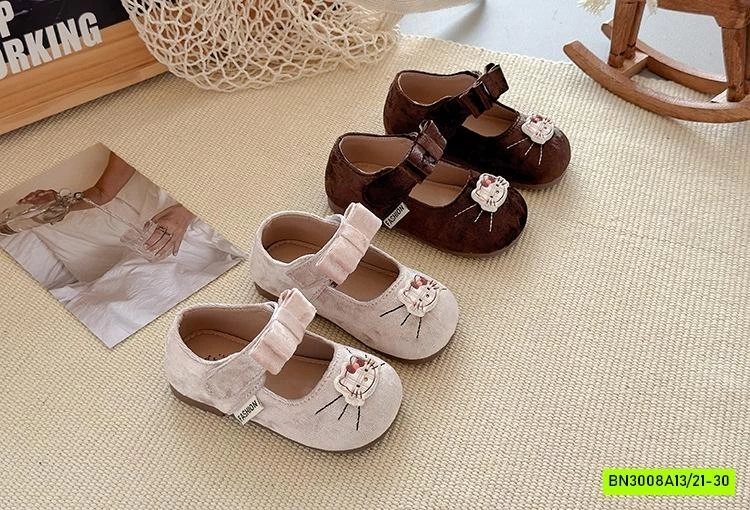 GIÀY BÚP BÊ NHUNG THÊU KITTY