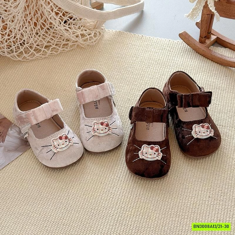 GIÀY BÚP BÊ NHUNG THÊU KITTY