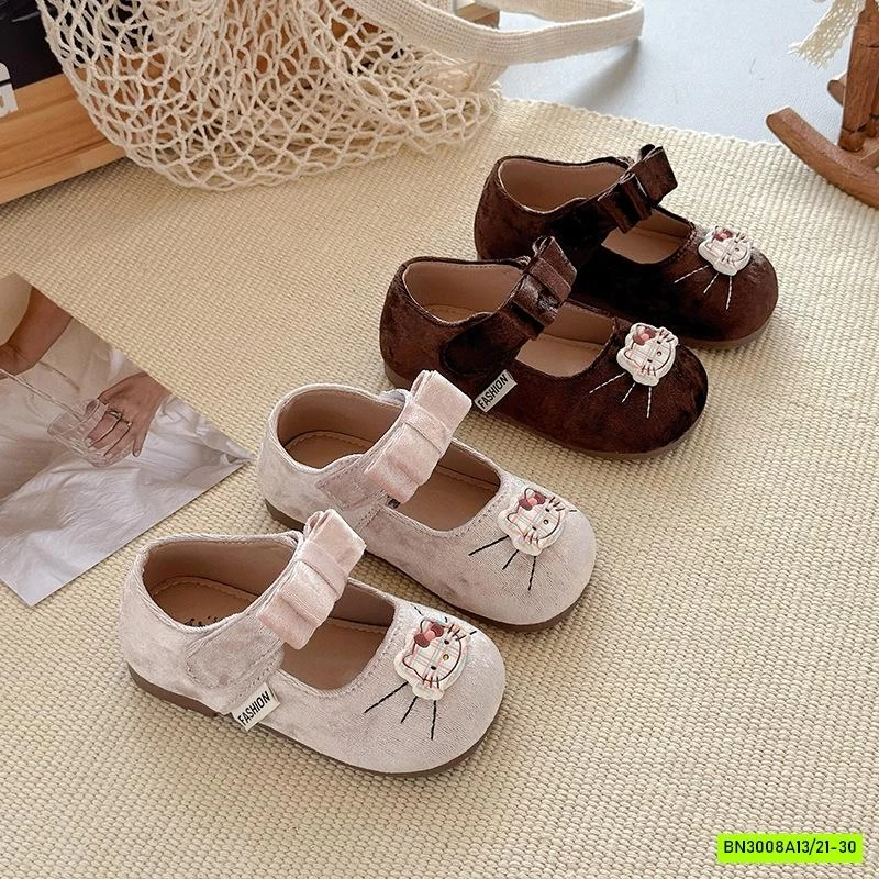 GIÀY BÚP BÊ NHUNG THÊU KITTY