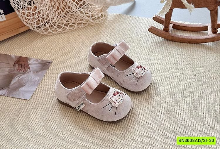 GIÀY BÚP BÊ NHUNG THÊU KITTY