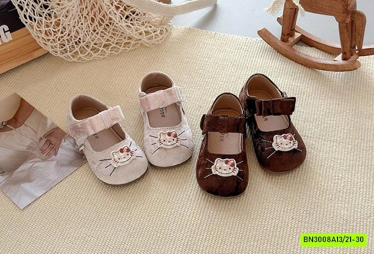 GIÀY BÚP BÊ NHUNG THÊU KITTY