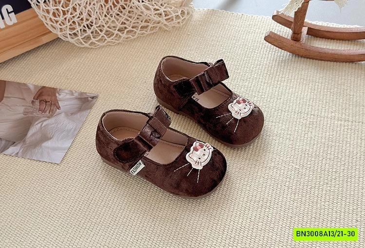 GIÀY BÚP BÊ NHUNG THÊU KITTY