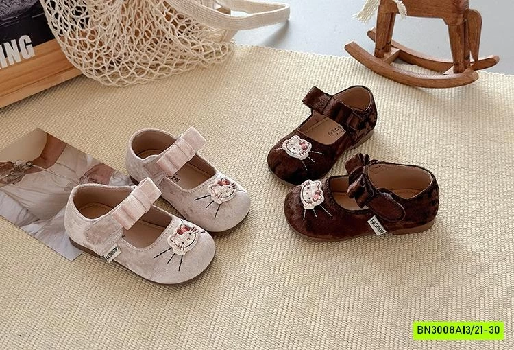 GIÀY BÚP BÊ NHUNG THÊU KITTY