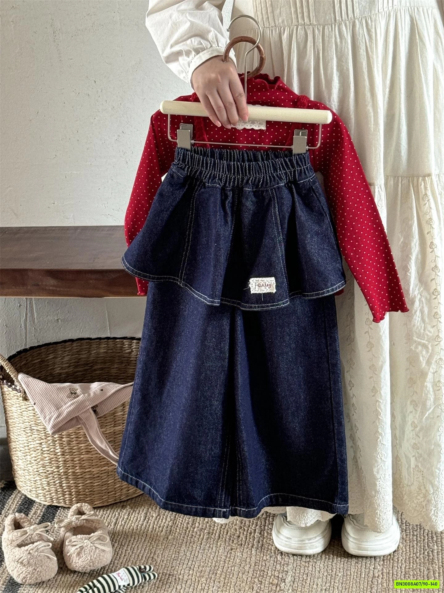 DENIM SUÔNG LIỀN CHOÀNG GIẢ VÁY