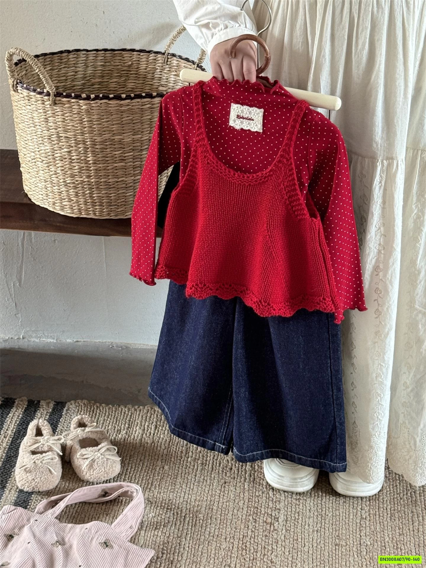 DENIM SUÔNG LIỀN CHOÀNG GIẢ VÁY