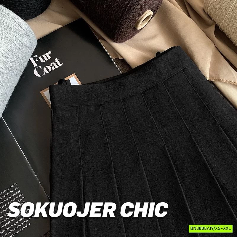 CHÂN VÁY DẠ ÉP XẾP LY