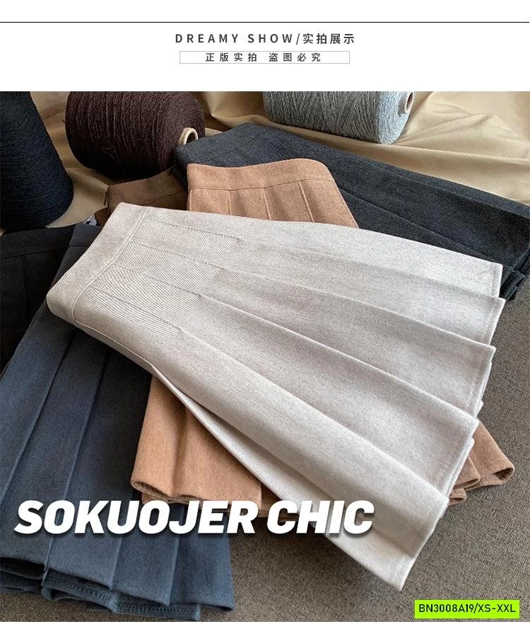 CHÂN VÁY DẠ ÉP XẾP LY