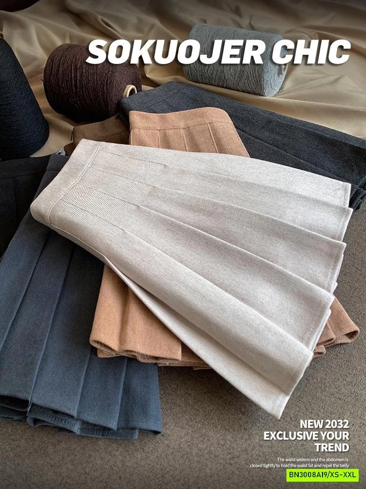 CHÂN VÁY DẠ ÉP XẾP LY