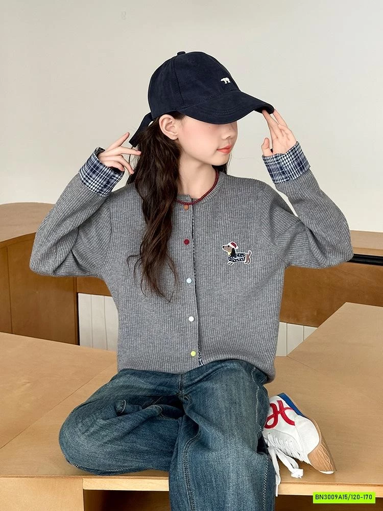 CARDIGAN LOGO CÚN MIX JEANS SUÔNG