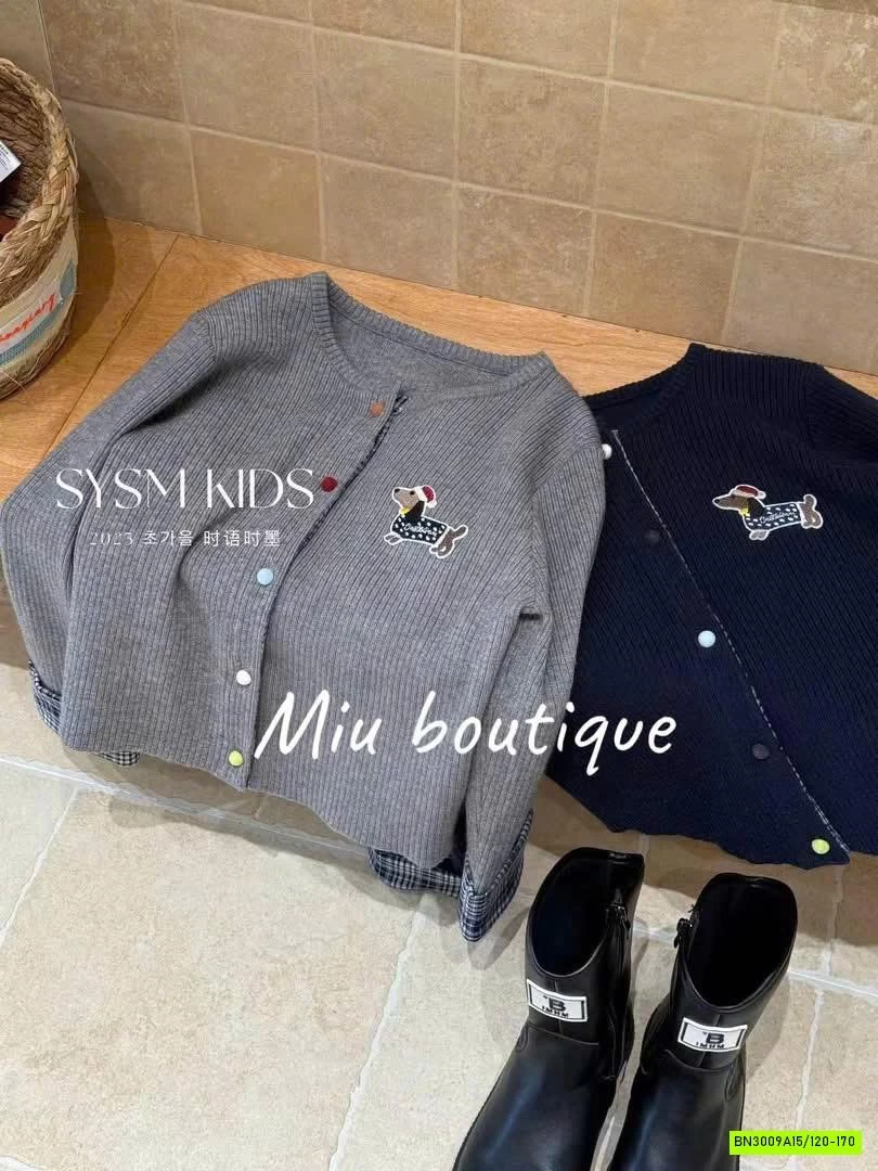 CARDIGAN LOGO CÚN MIX JEANS SUÔNG