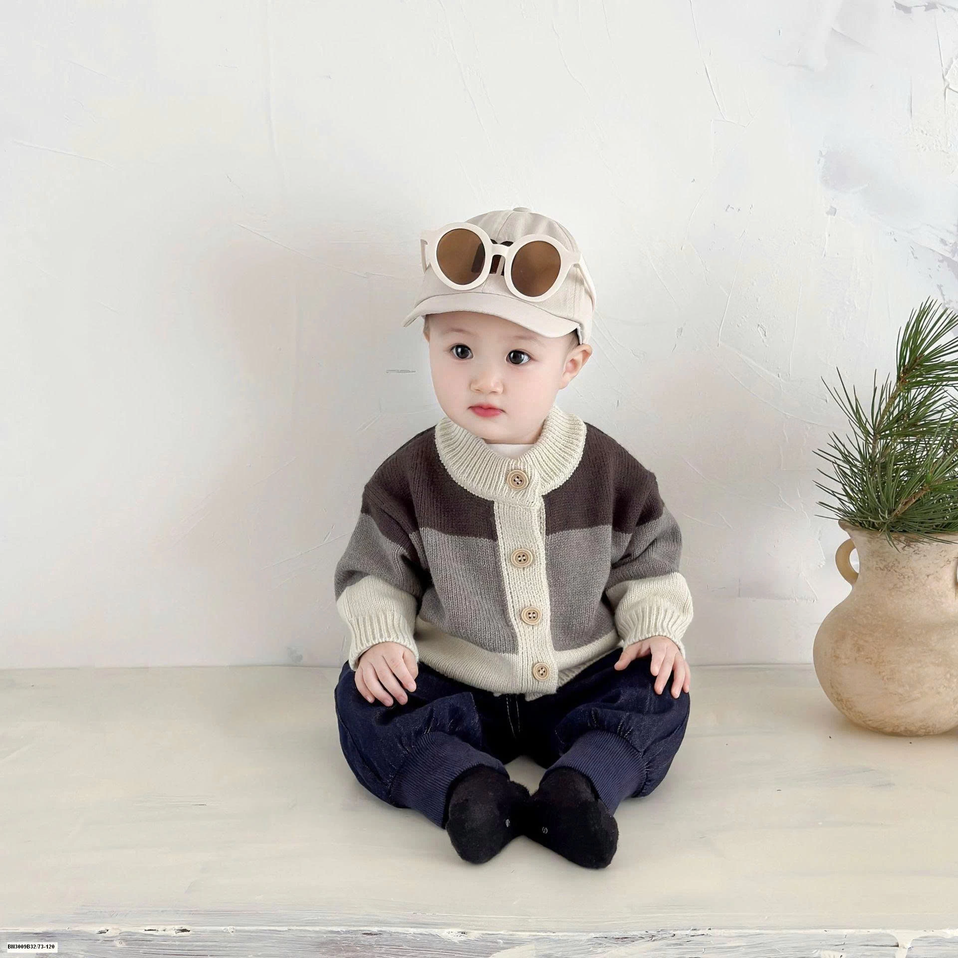 ÁO LEN 3 MÀU MIX QUẦN DENIM BO GẤU