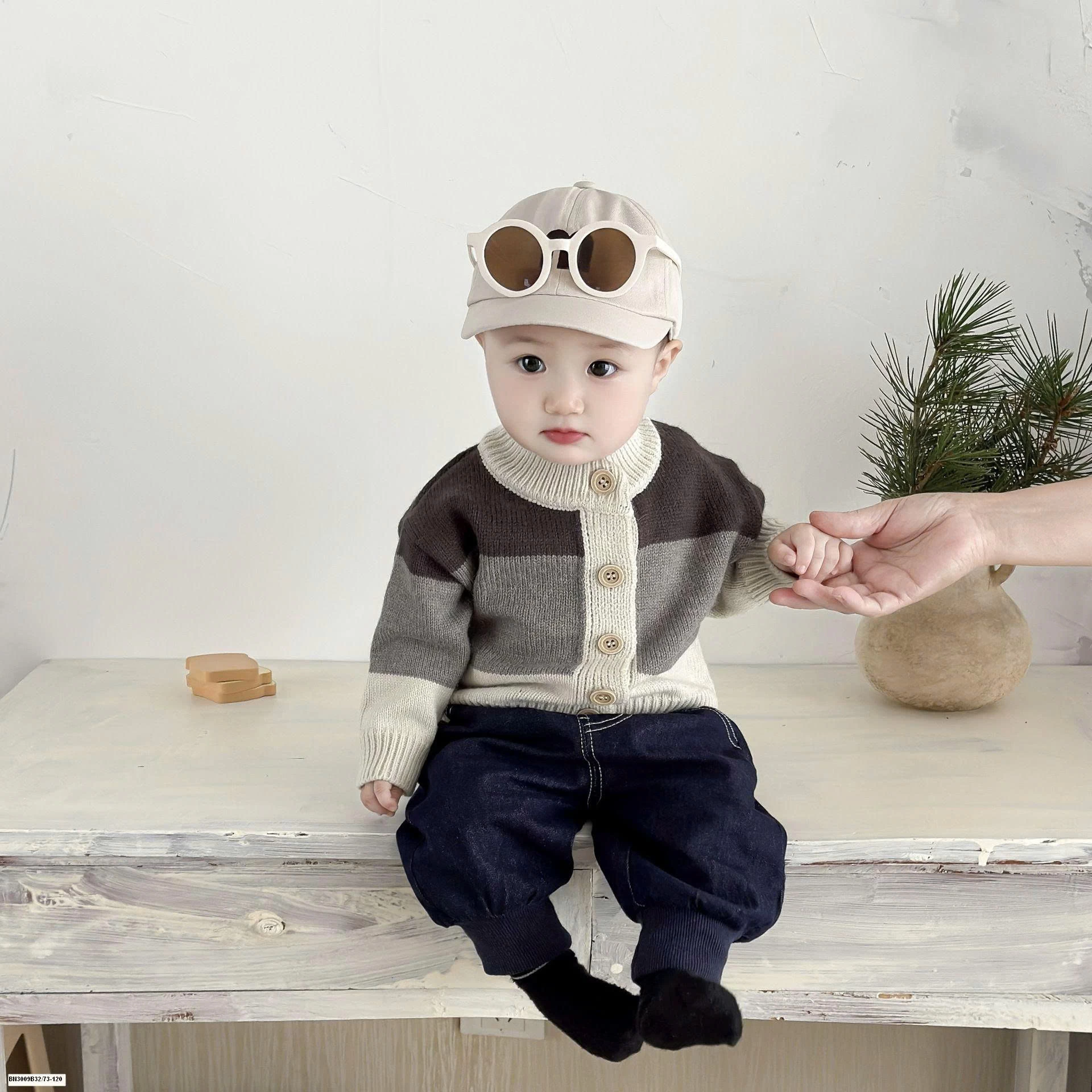 ÁO LEN 3 MÀU MIX QUẦN DENIM BO GẤU