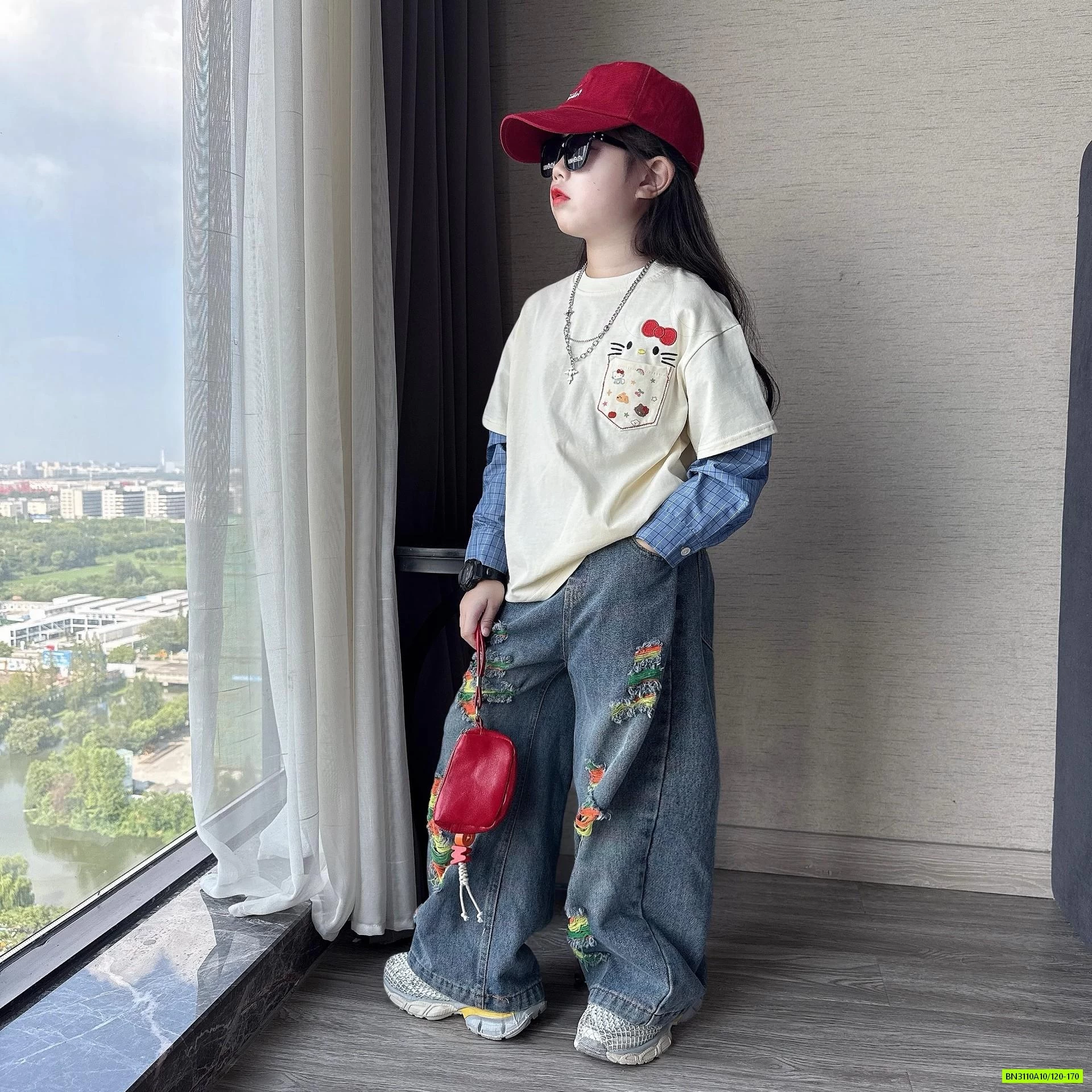 ÁO THUN GIẢ 2 LỚP MIX JEANS RÁCH PHỐI MÀU