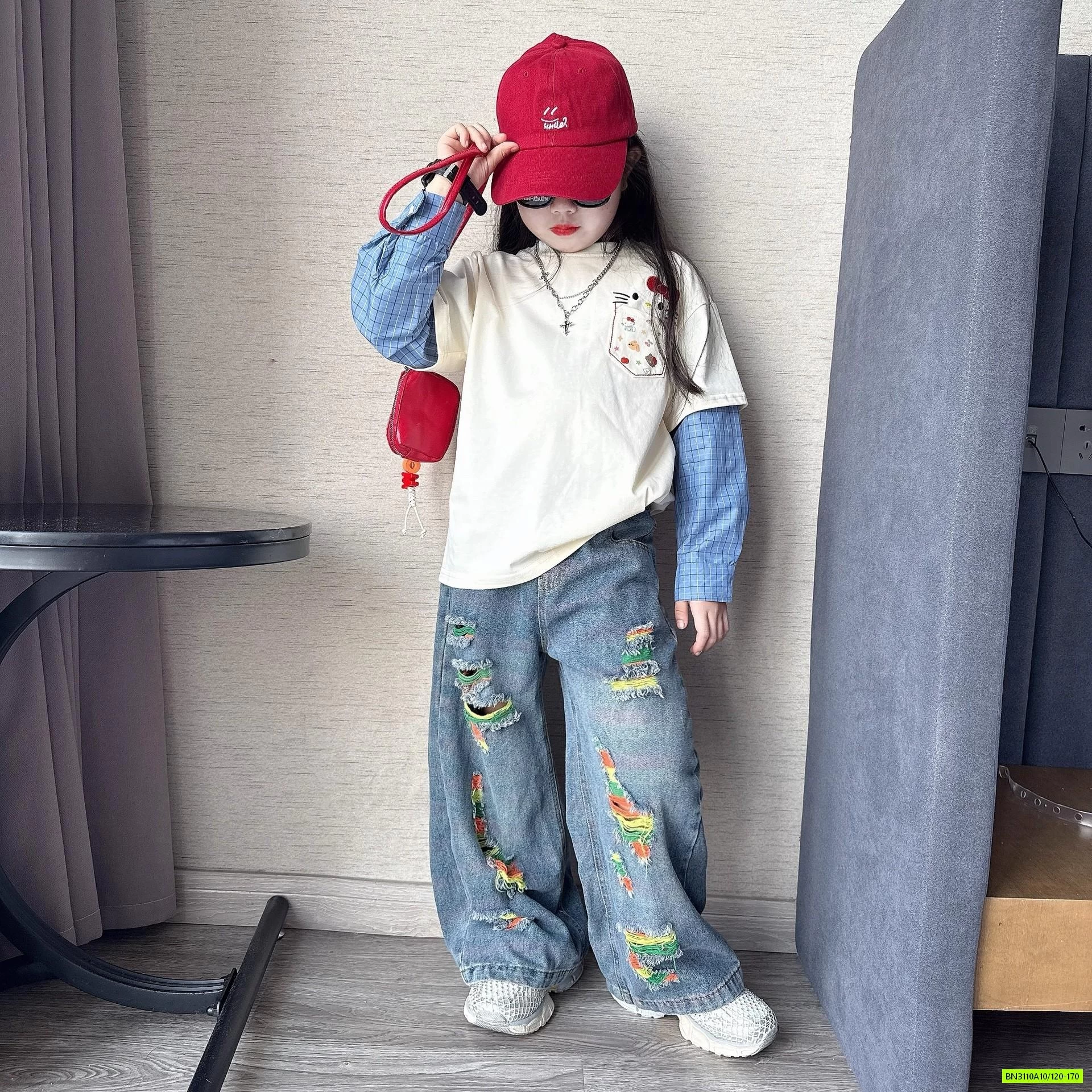 ÁO THUN GIẢ 2 LỚP MIX JEANS RÁCH PHỐI MÀU