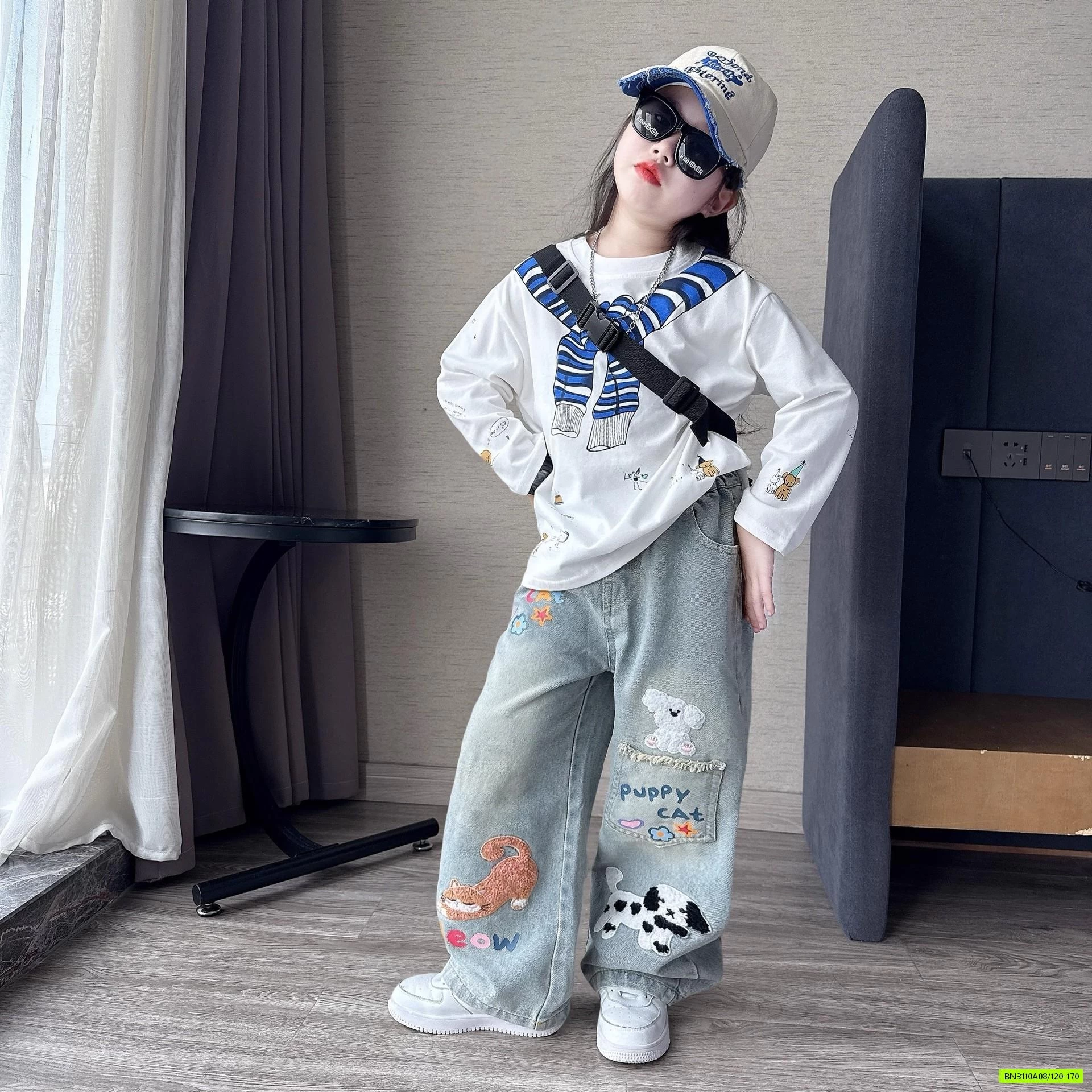 ÁO GIẢ KHĂN CHOÀNG MIX JEANS THÊU