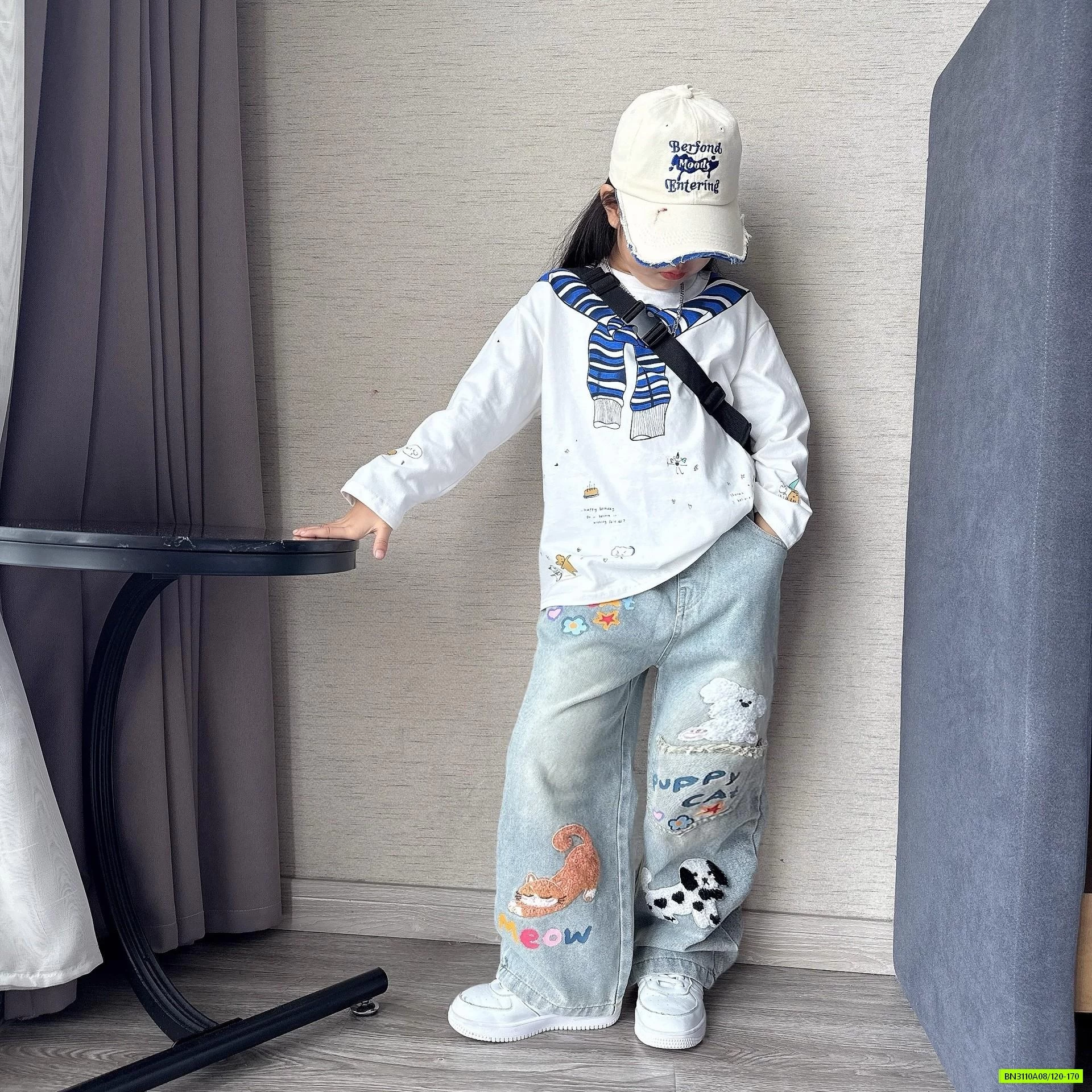 ÁO GIẢ KHĂN CHOÀNG MIX JEANS THÊU