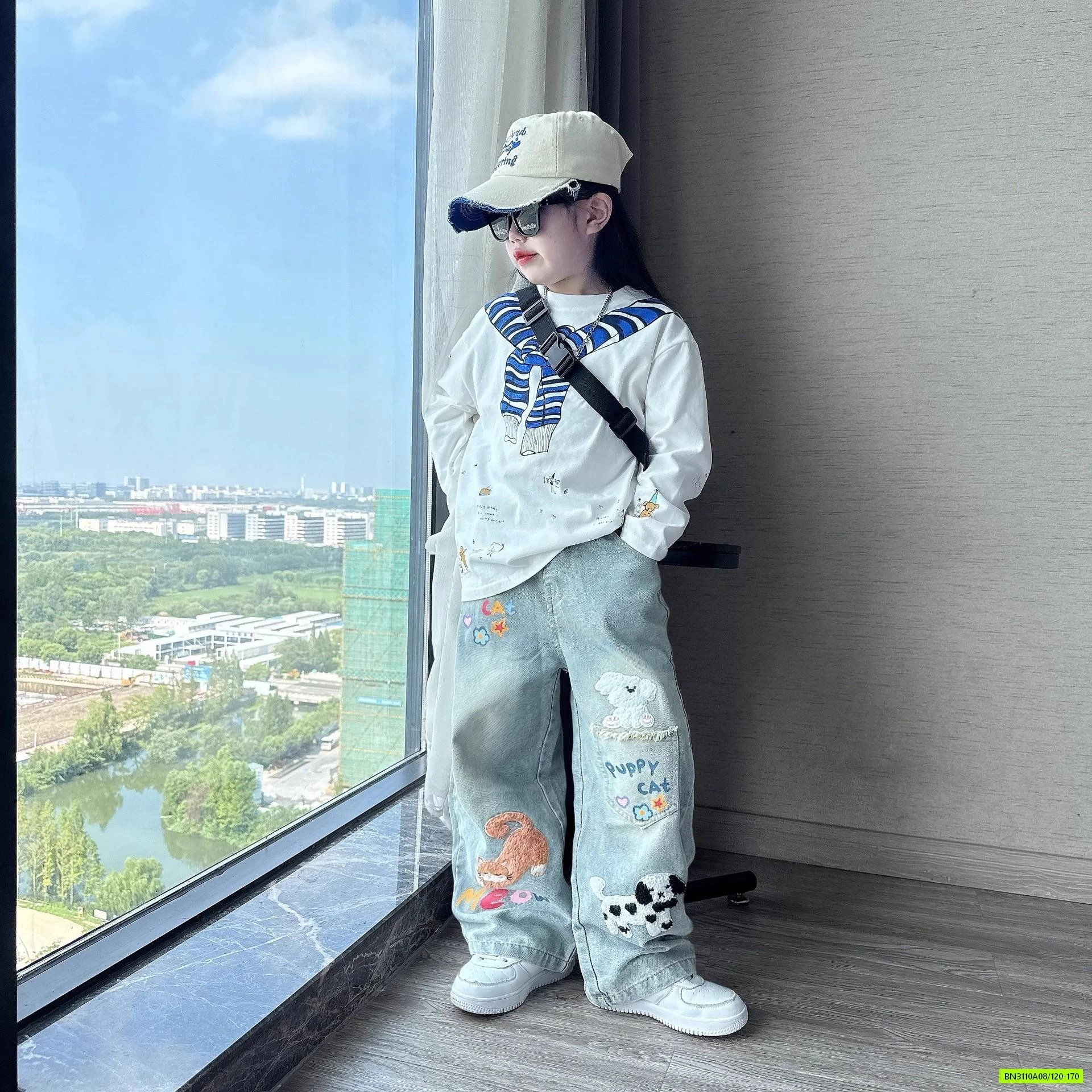 ÁO GIẢ KHĂN CHOÀNG MIX JEANS THÊU