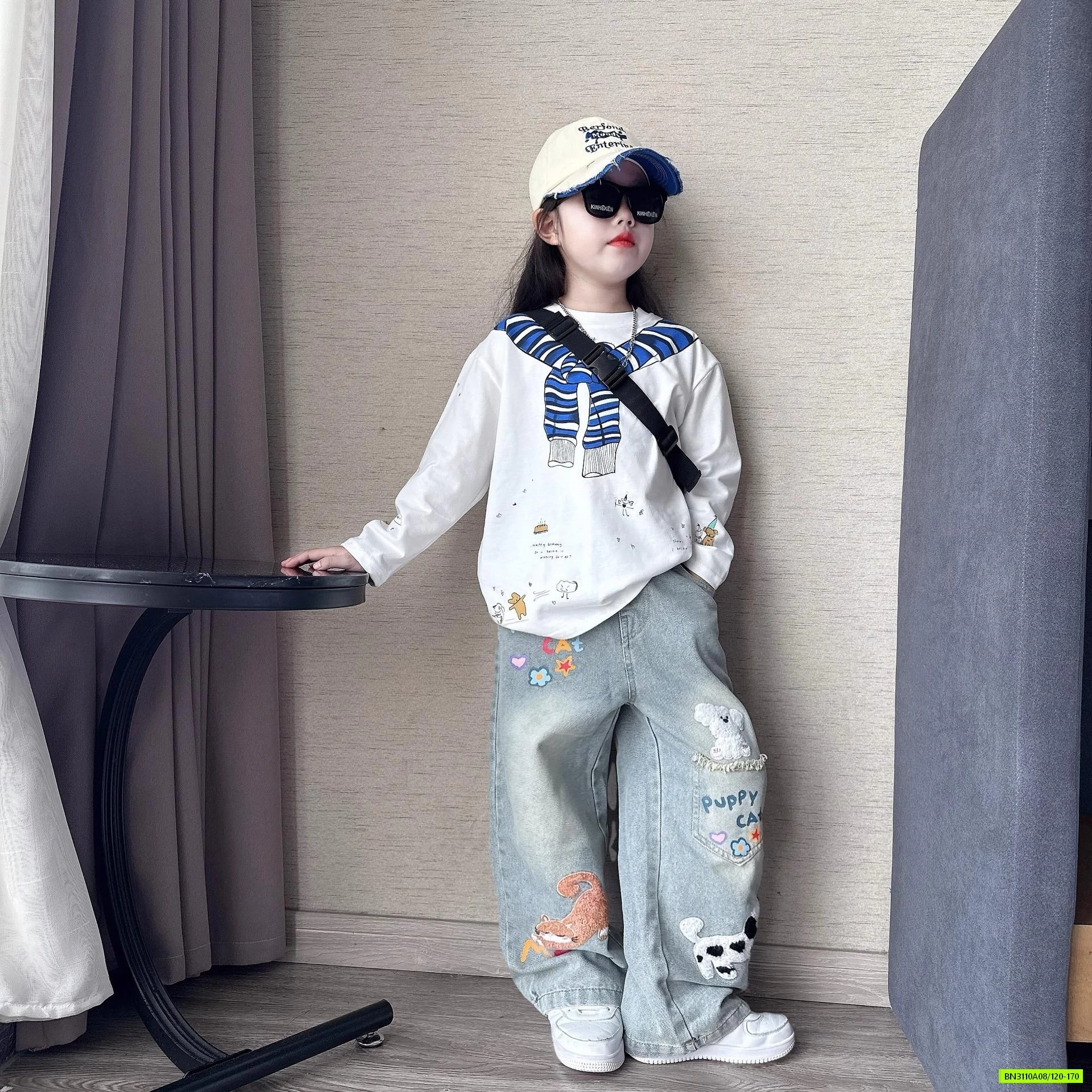 ÁO GIẢ KHĂN CHOÀNG MIX JEANS THÊU