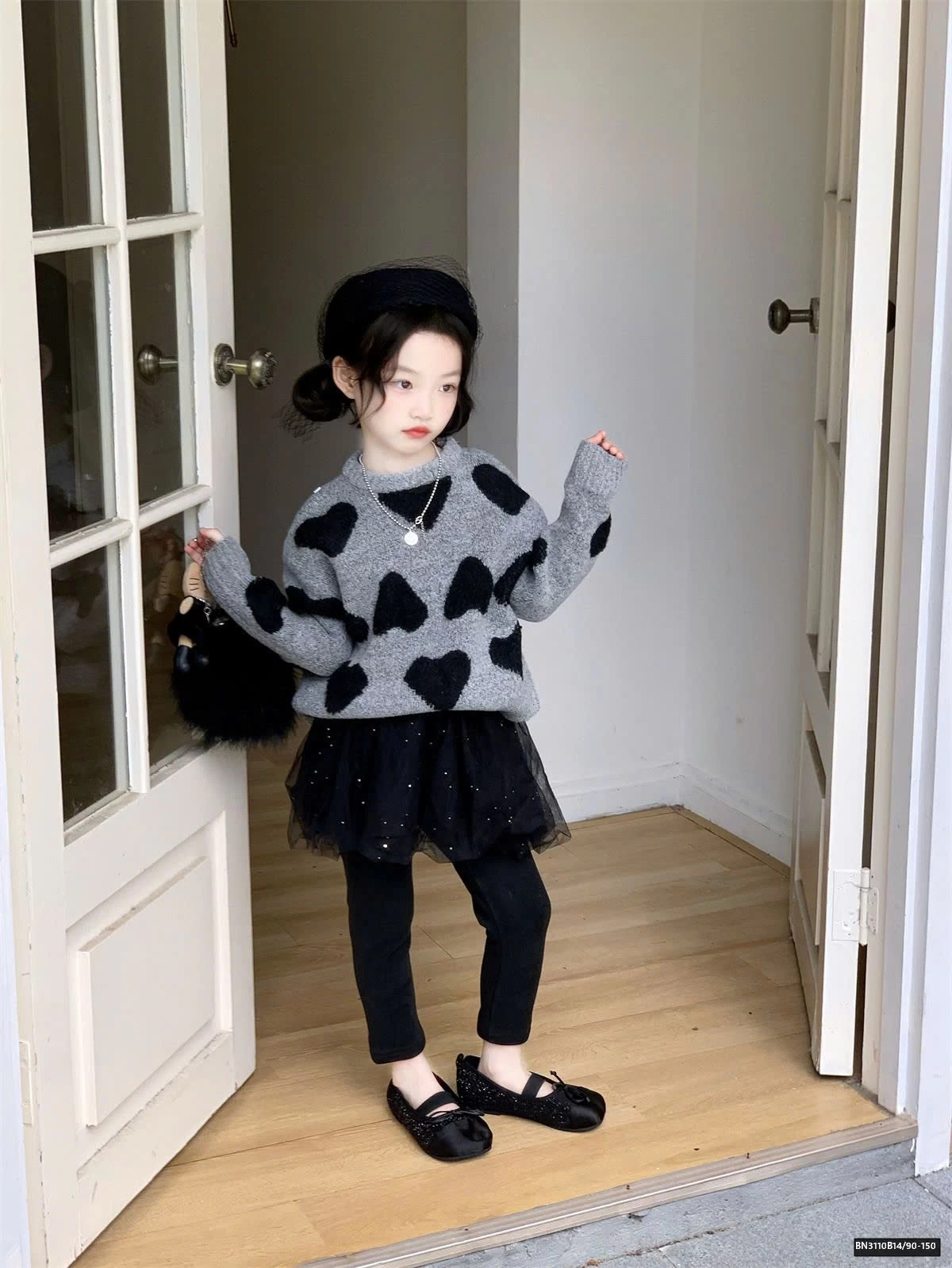 SÉT ÁO LEN TRÁI TIM MIX QUẦN LEG TUTU