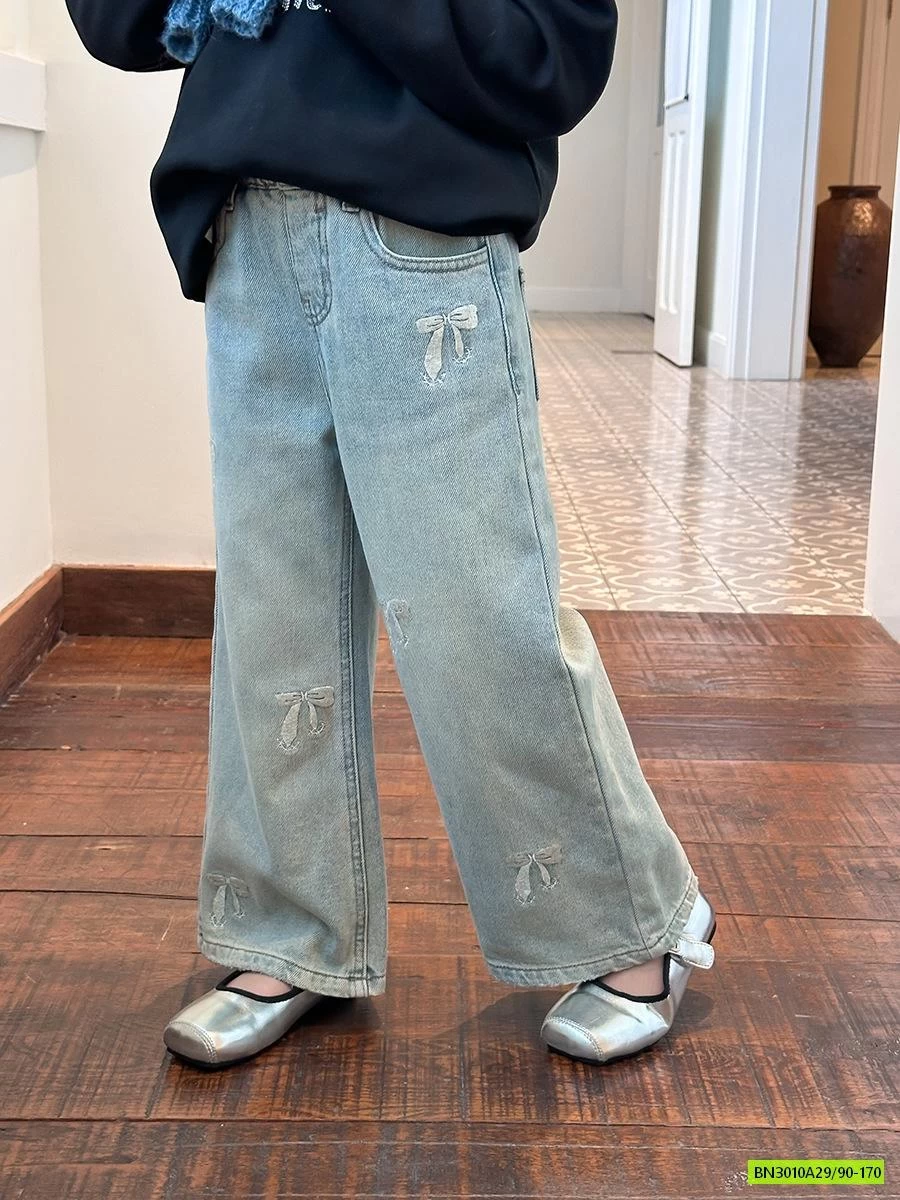 JEANS SUÔNG THÊU NƠ 25F044 AMBB