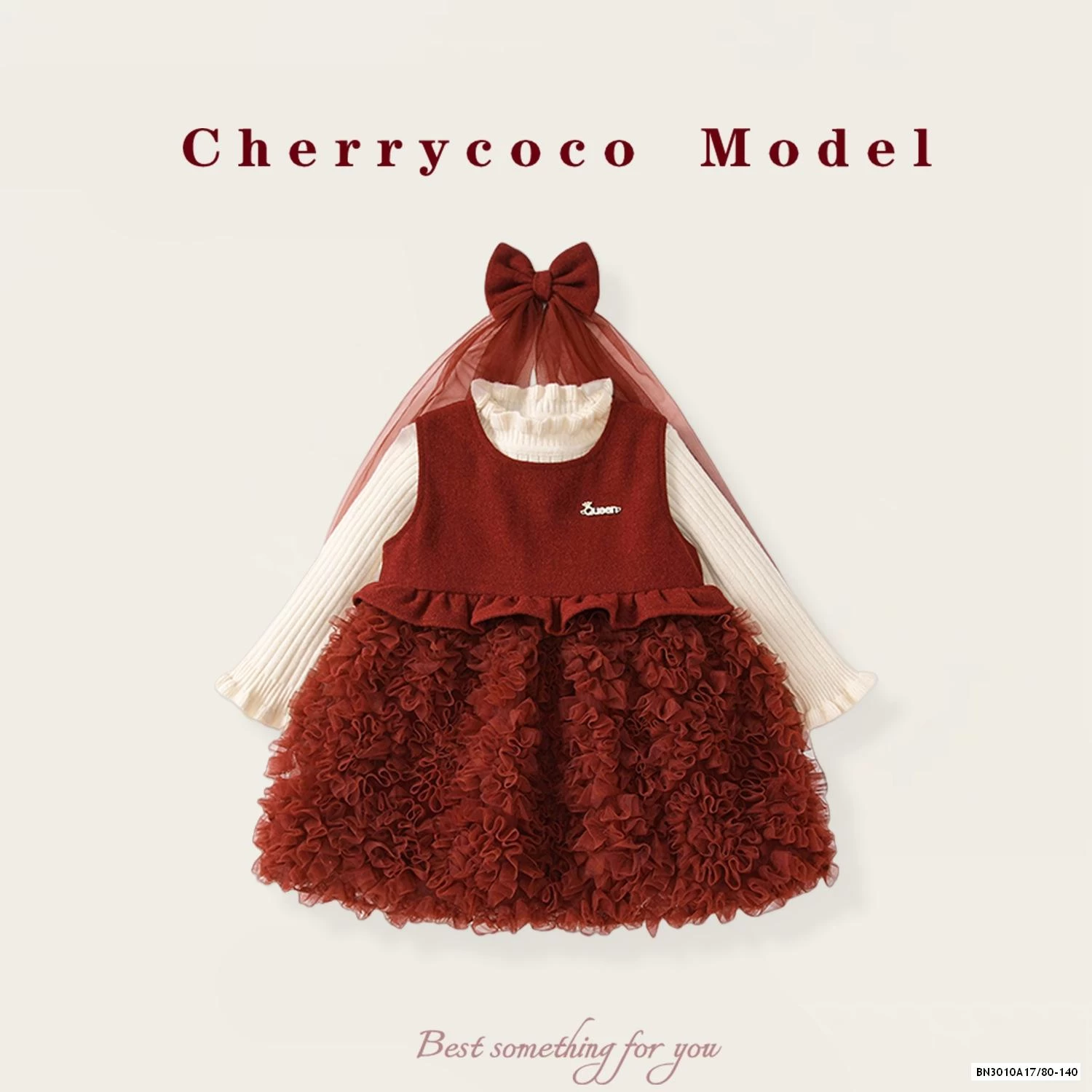 SÉT VÁY ĐỎ KÈM NƠ CÀI VOAN CHERRYOCO