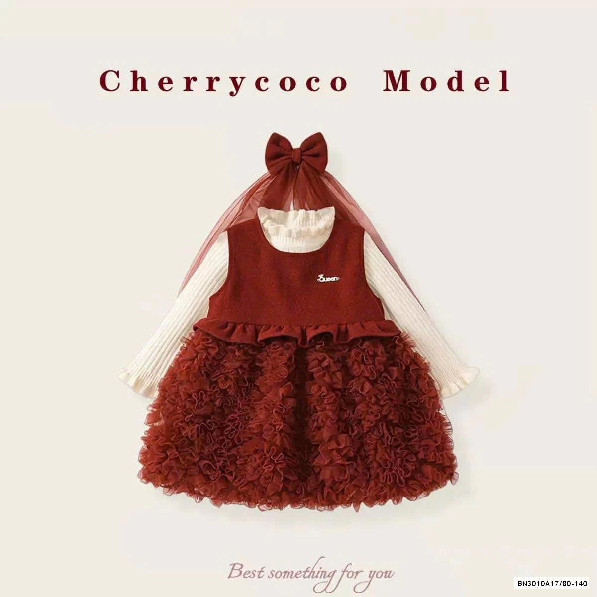 SÉT VÁY ĐỎ KÈM NƠ CÀI VOAN CHERRYOCO