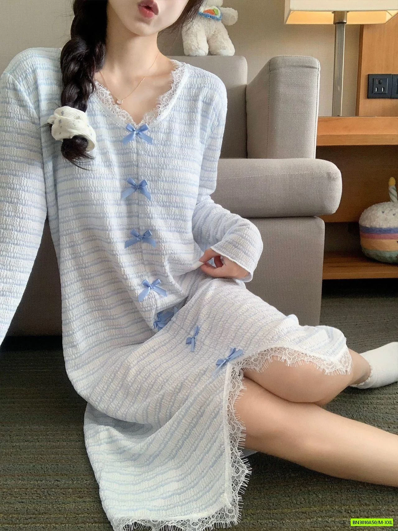 PIZAMA XỐP NHĂN DÀI TAY MÙA THU