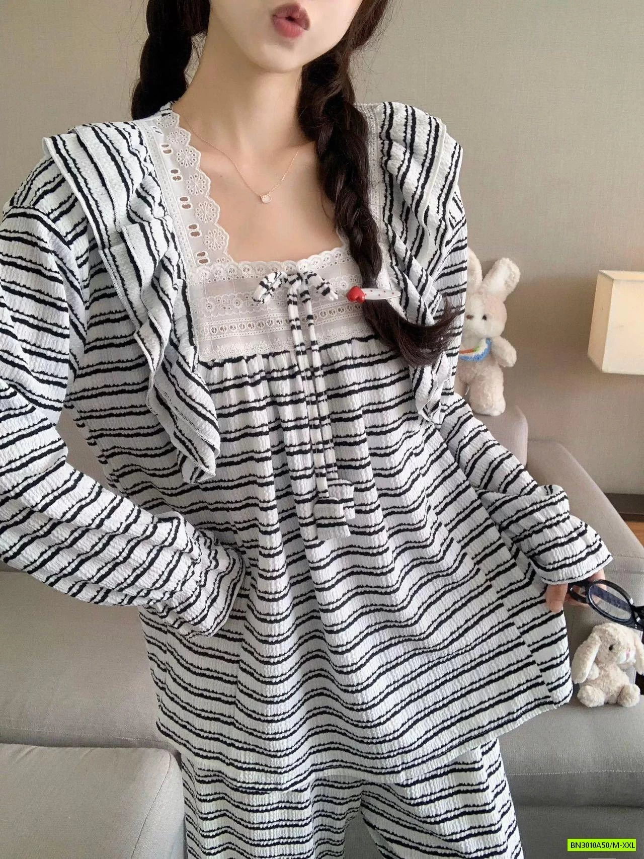 PIZAMA XỐP NHĂN DÀI TAY MÙA THU