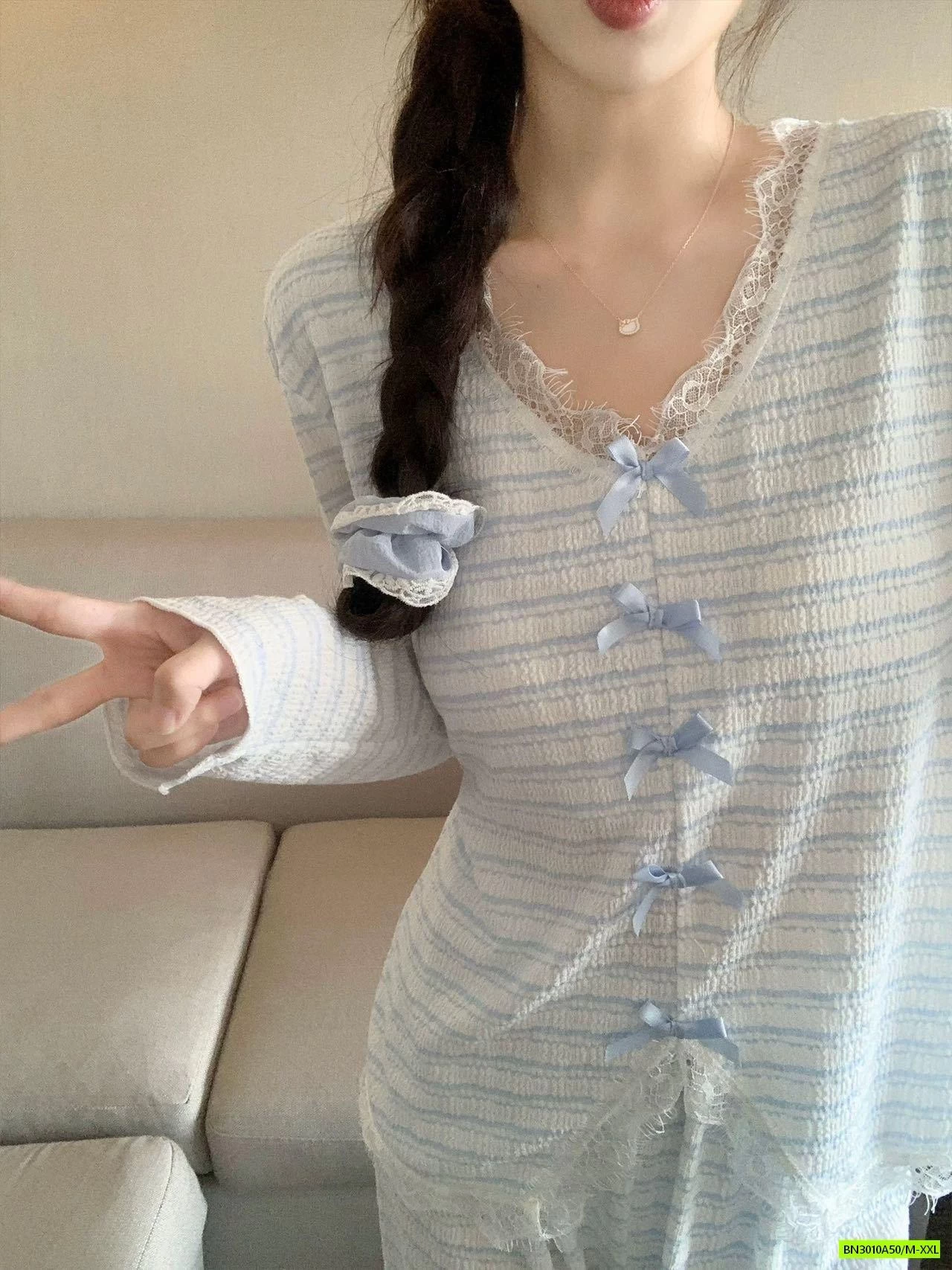 PIZAMA XỐP NHĂN DÀI TAY MÙA THU