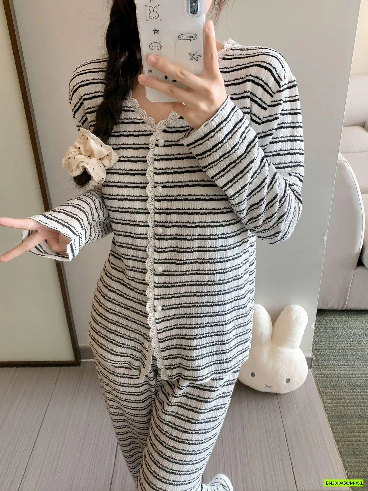 PIZAMA XỐP NHĂN DÀI TAY MÙA THU