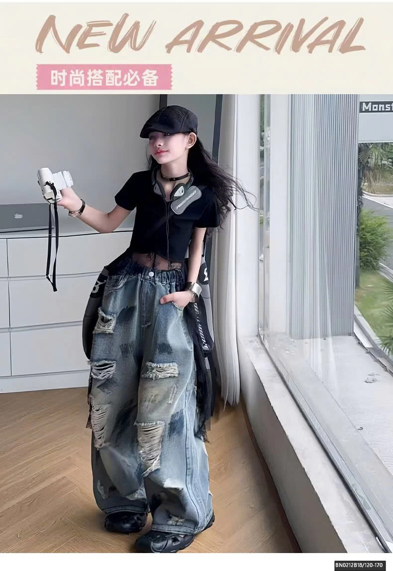 SÉT ÁO CROPTOP VIỀN REN MIX QUẦN JEAN RÁCH VẢY SƠN