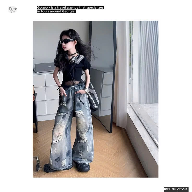 SÉT ÁO CROPTOP VIỀN REN MIX QUẦN JEAN RÁCH VẢY SƠN