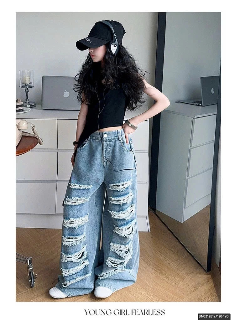 QUẦN JEAN RÁCH MIX ÁO BA LỖ HỞ LỪNG CÁ TÍNH