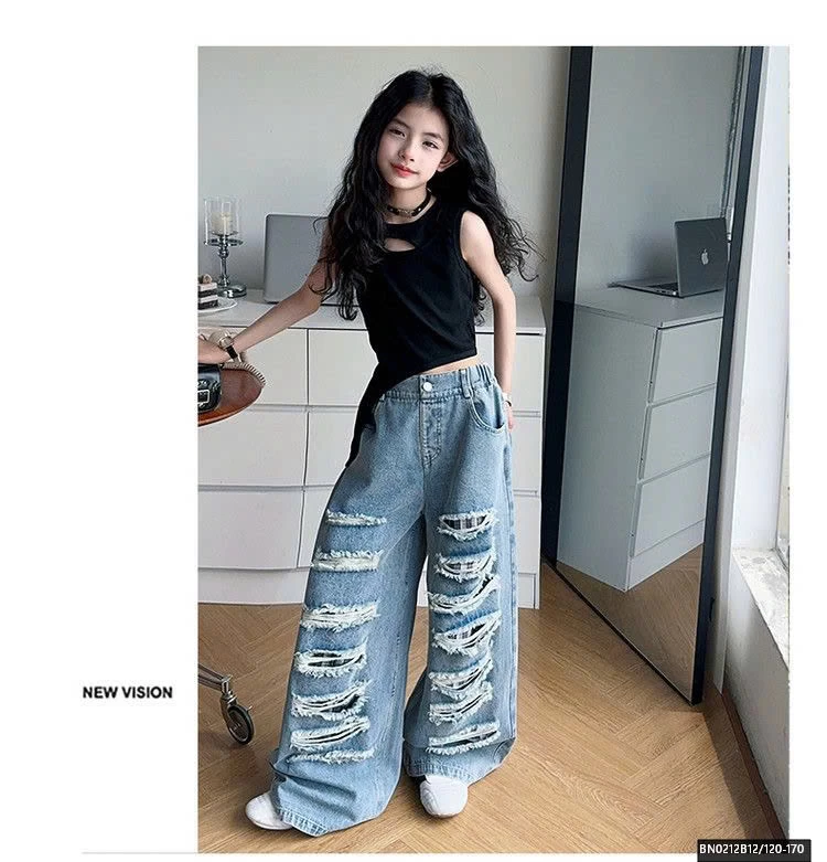 QUẦN JEAN RÁCH MIX ÁO BA LỖ HỞ LỪNG CÁ TÍNH