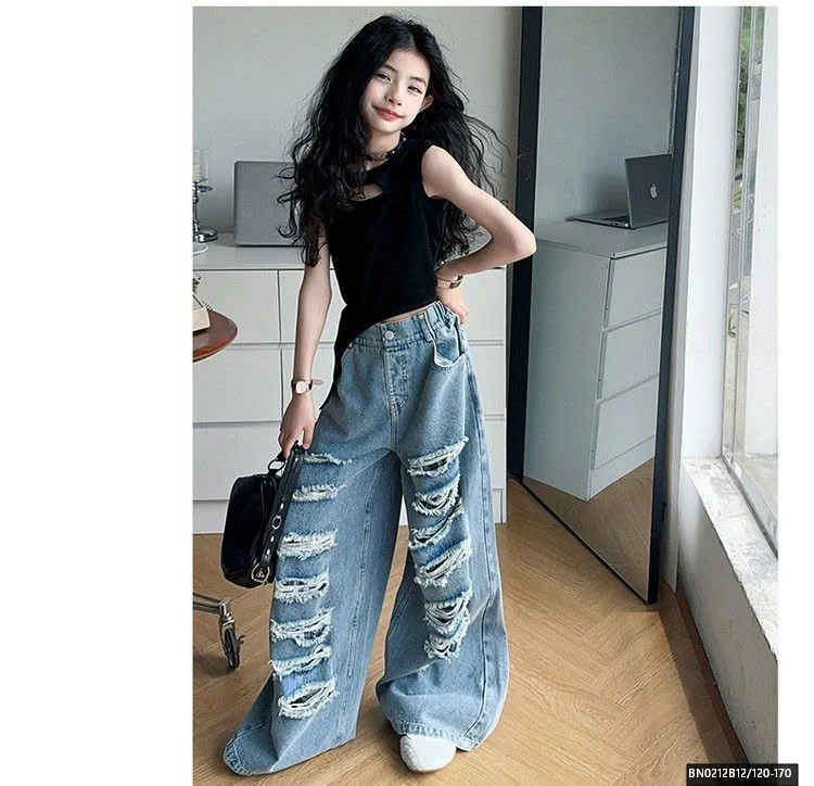 QUẦN JEAN RÁCH MIX ÁO BA LỖ HỞ LỪNG CÁ TÍNH